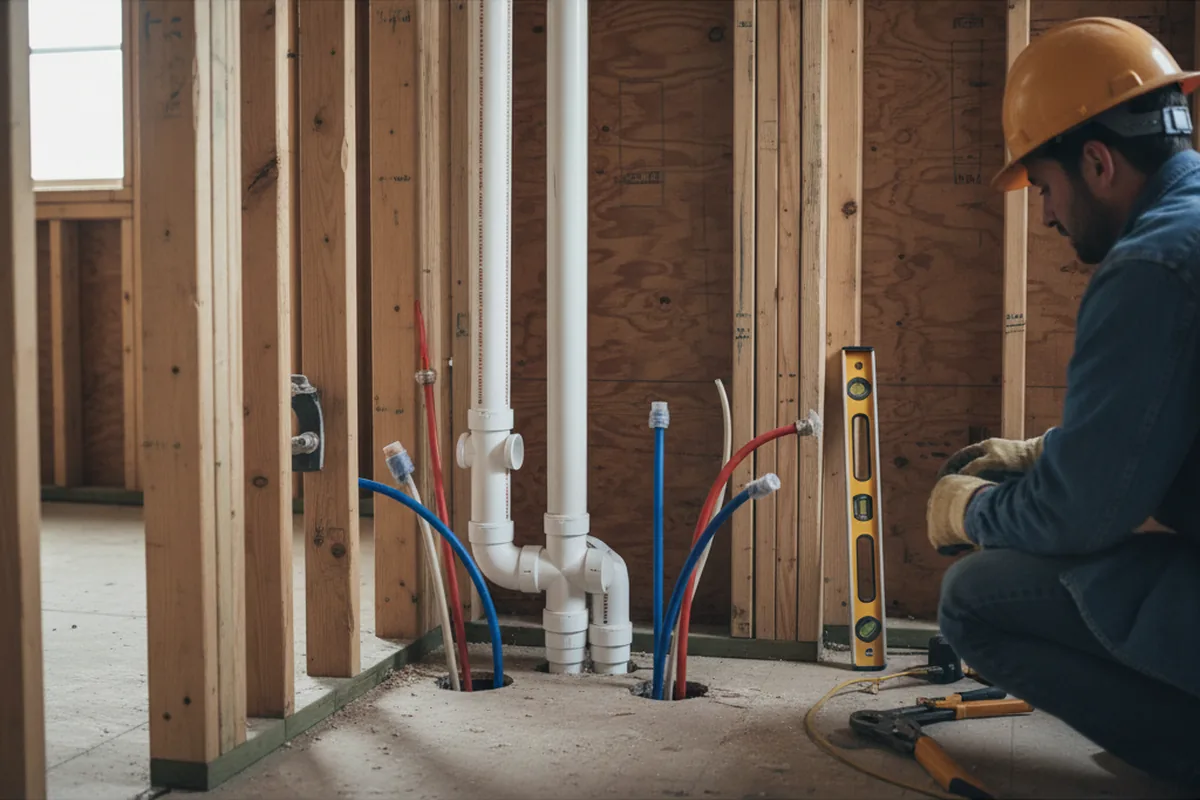 Drain and supply rough-in during Sump Pump Repair in Wildwood